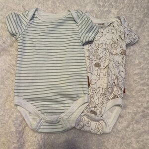Charming Striped and Animal Print Bodysuit Set